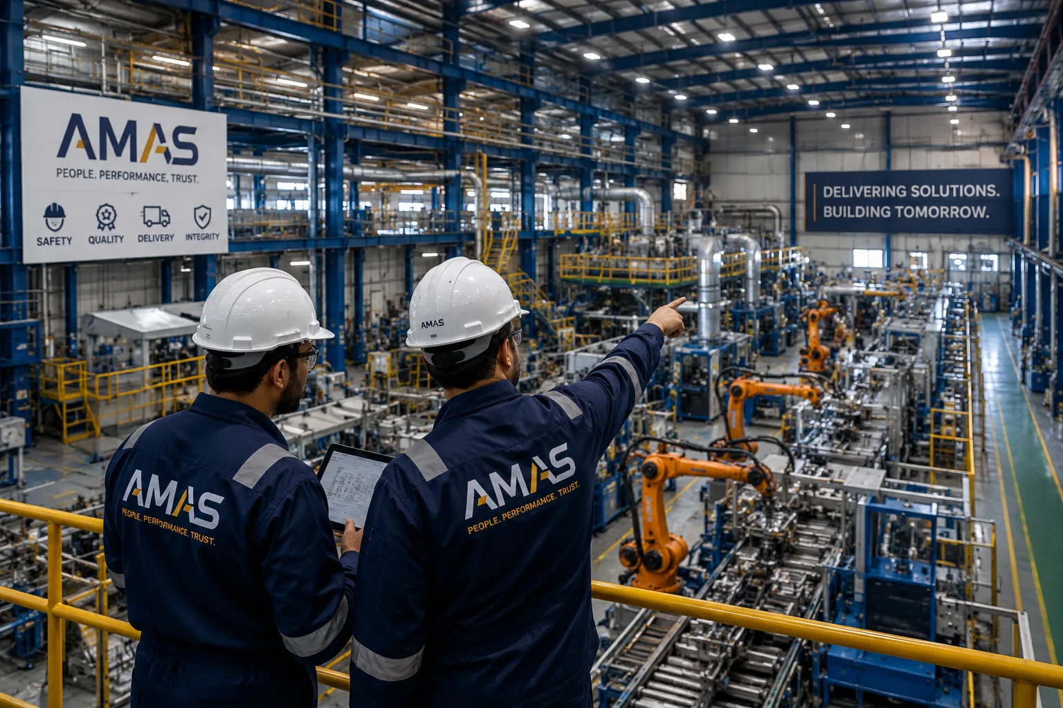 Wide view of an automated production hall